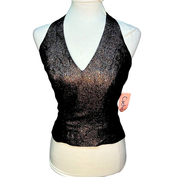 Cachet Metallic Glitter Halter Blouse - Picture 1 of 5